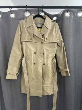 Light Taupe Double-Breasted Trench Coat with Belt